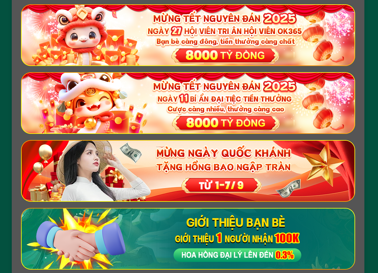 Tổng Hợp Các Chương Trình Khuyến Mãi OK365 Chi Tiết (Cập Nhật 2026) 1 Các chương trình khuyến mãi OK365 cập nhật liên tục